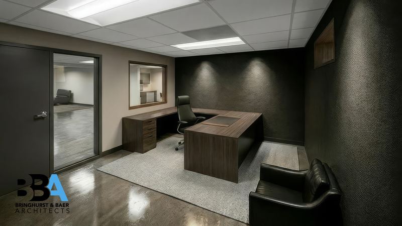Architect's rendering of a production office suite